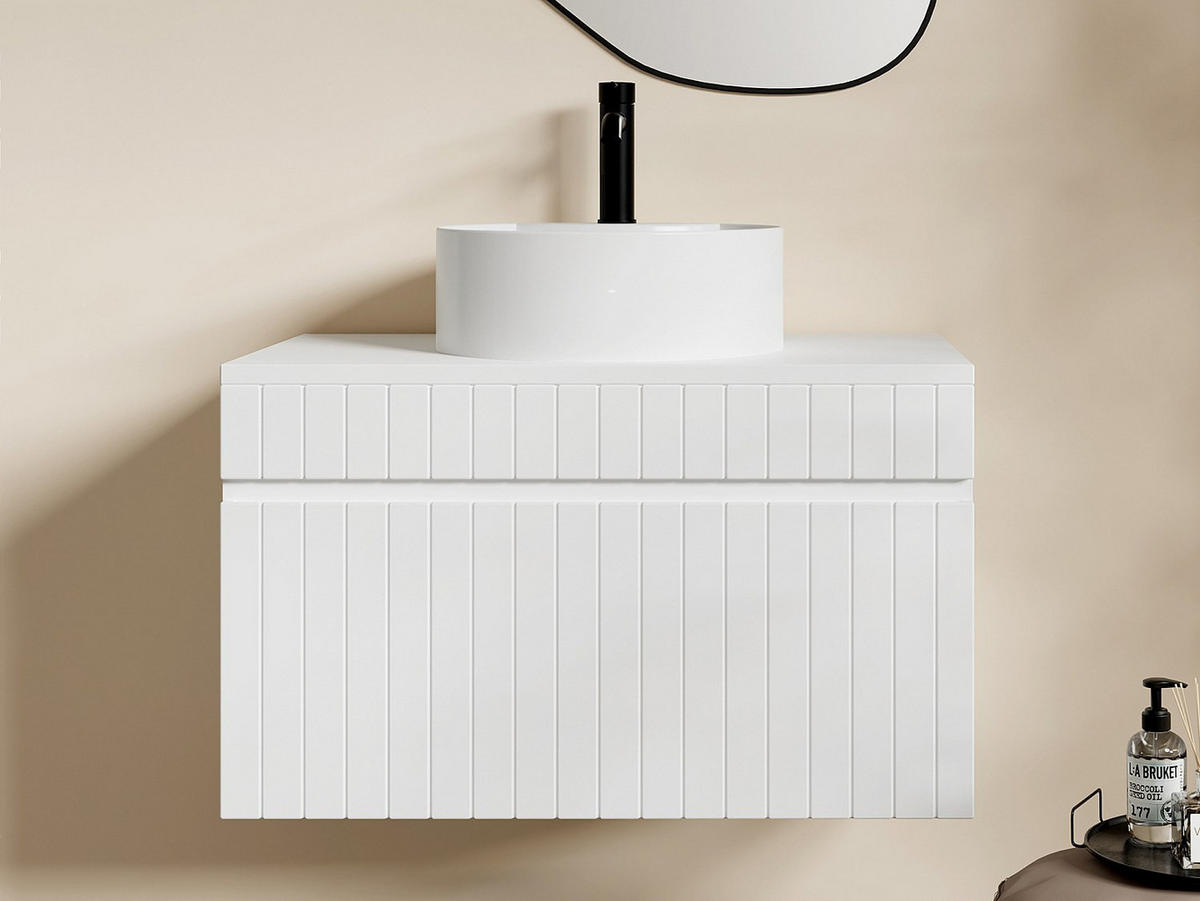 EINZELWASCHTISCH - 80cm x 46cm - MDF - weiß - SATARA - Weiß, Holz (80/46/46cm) - Vente-Unique