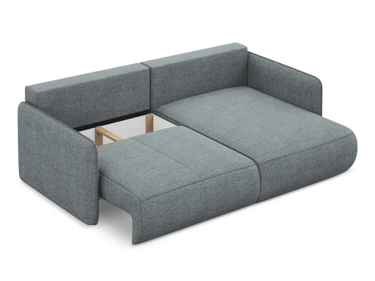 ECKSOFA mit Schlaffunktion Chenille Stoff Blau - Blau/Blaugrau, Kunststoff/Textil (207/148cm) - Makamii