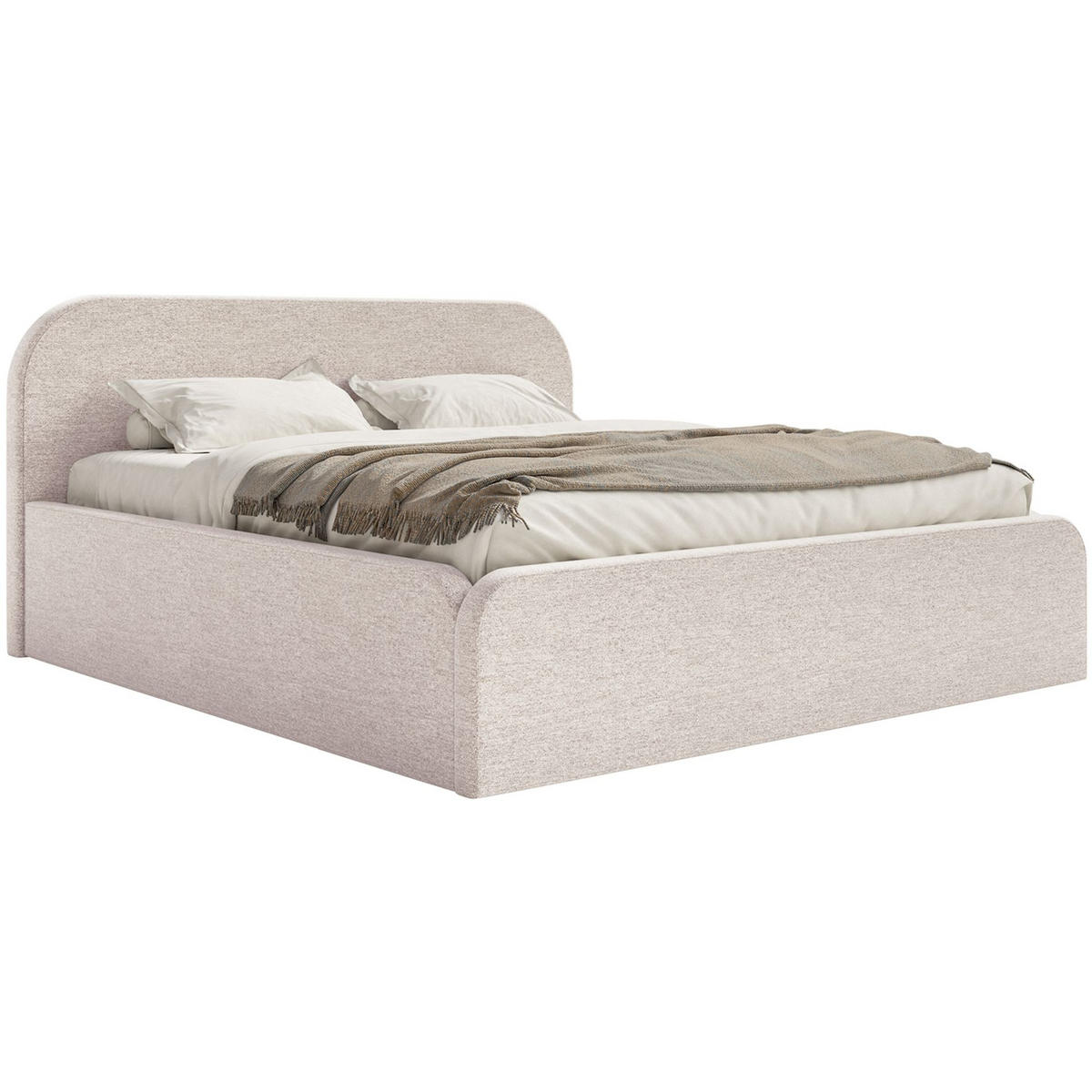 POLSTERBETT Umike Hellbeige Chenille mit Bettkasten 160x200 cm - Ecru, Textil (160/200cm) - Selsey