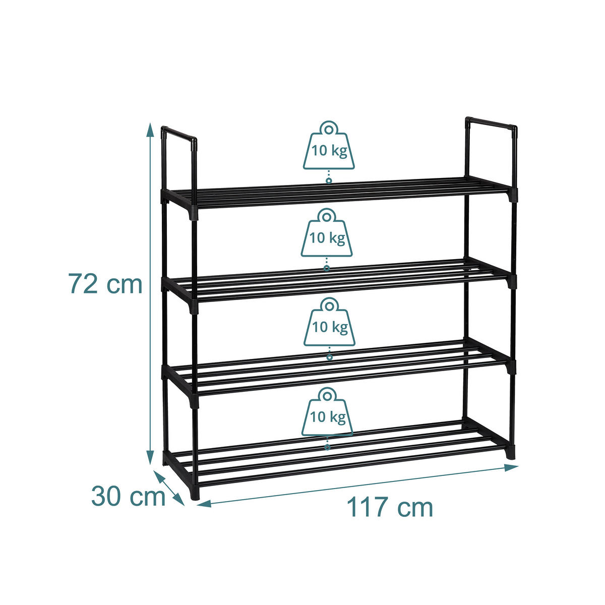 BOTNÍK - černá, kov/plast (117/72/30cm) - Relaxdays