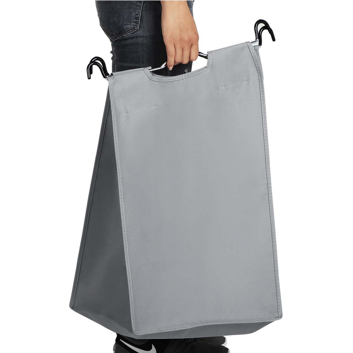 WÄSCHEKORB - Grau, Textil (38.5/81/87.5cm) - Hansiro
