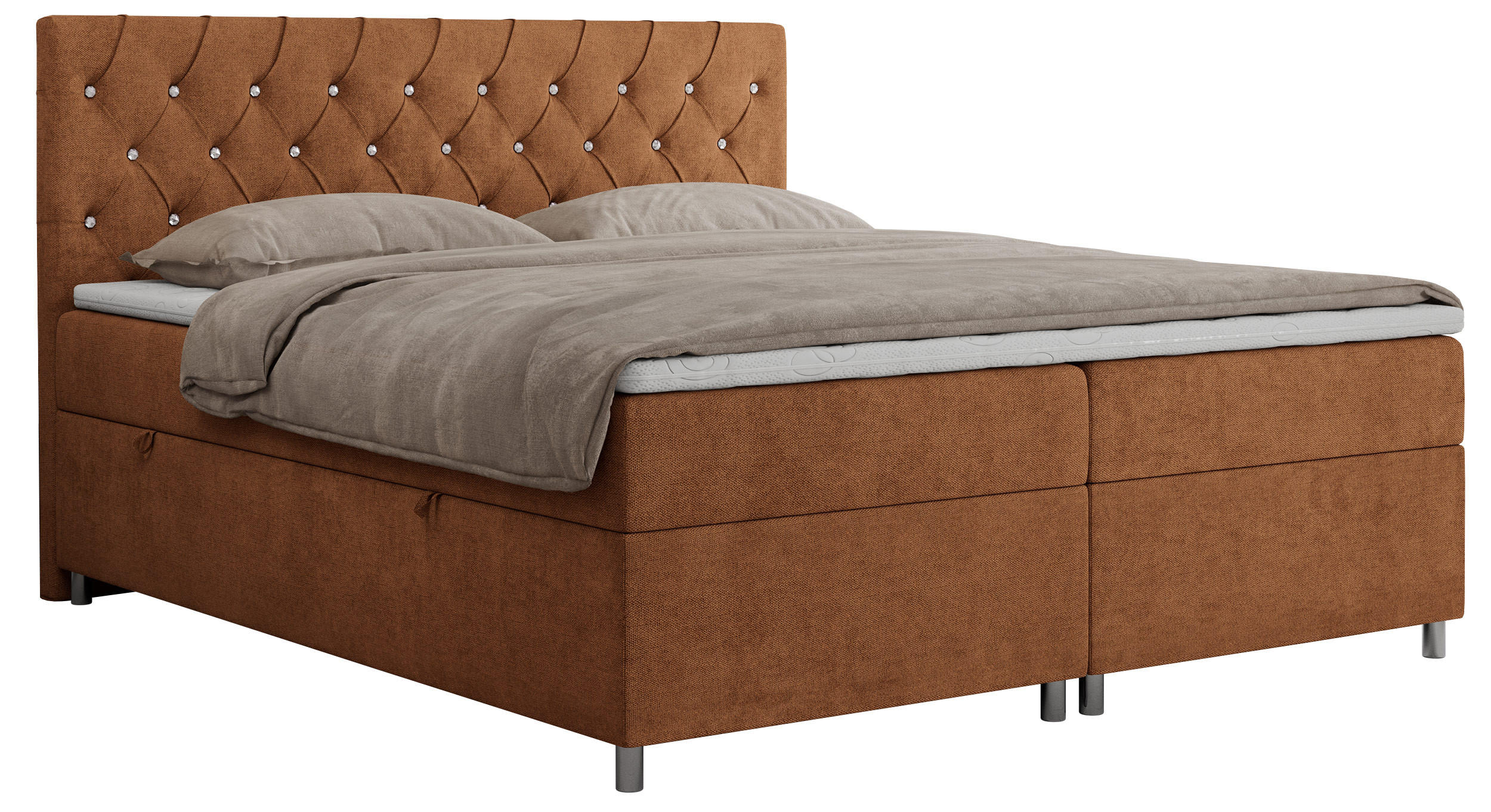 BOXBETT ROMA 120/200 - Orange Strukture - H3 - Orange, Holz/Textil (120/200cm)