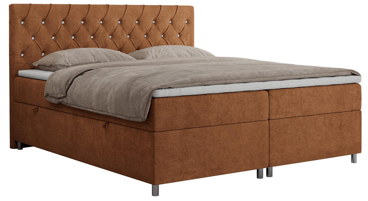 BOXBETT ROMA 140/200 - Orange Strukture - H3 - Orange, Holz/Textil (140/200cm)