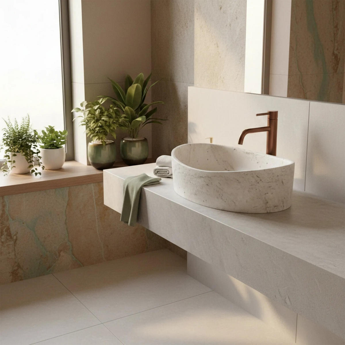 AUFSATZWASCHBECKEN Rea Dream - Beige, Keramik (36/15/50cm) - REA