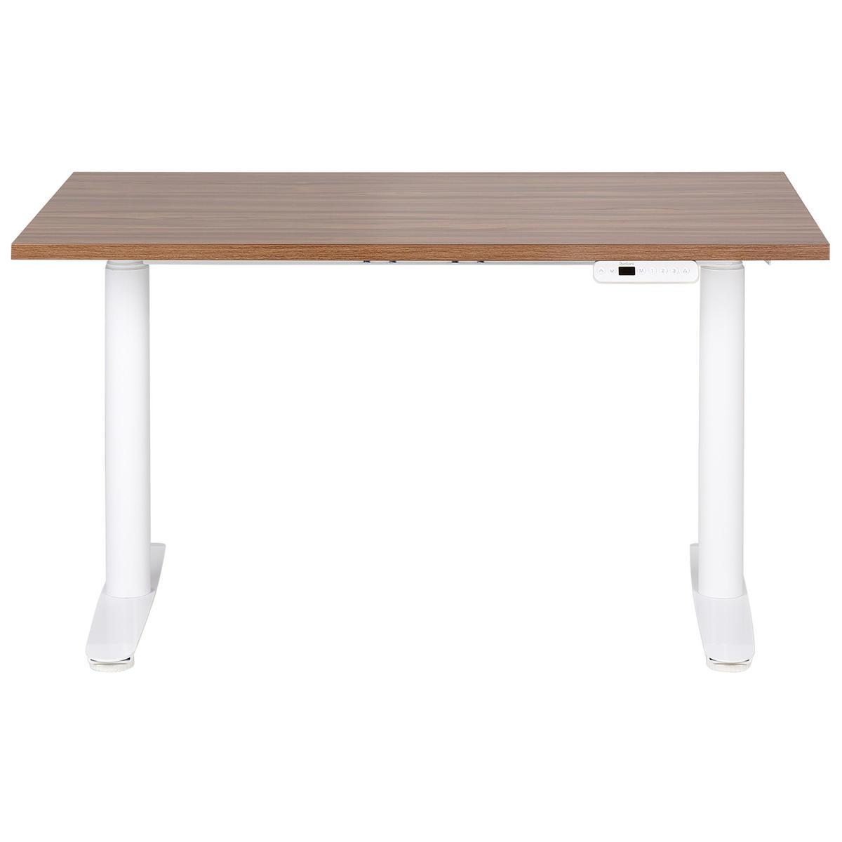 SCHREIBTISCH braunweiß 120/72 cm elektrisch höhenverstellbar Destin IV - Dunkelbraun/Weiß, Holz (72/120/67cm) - Beliani