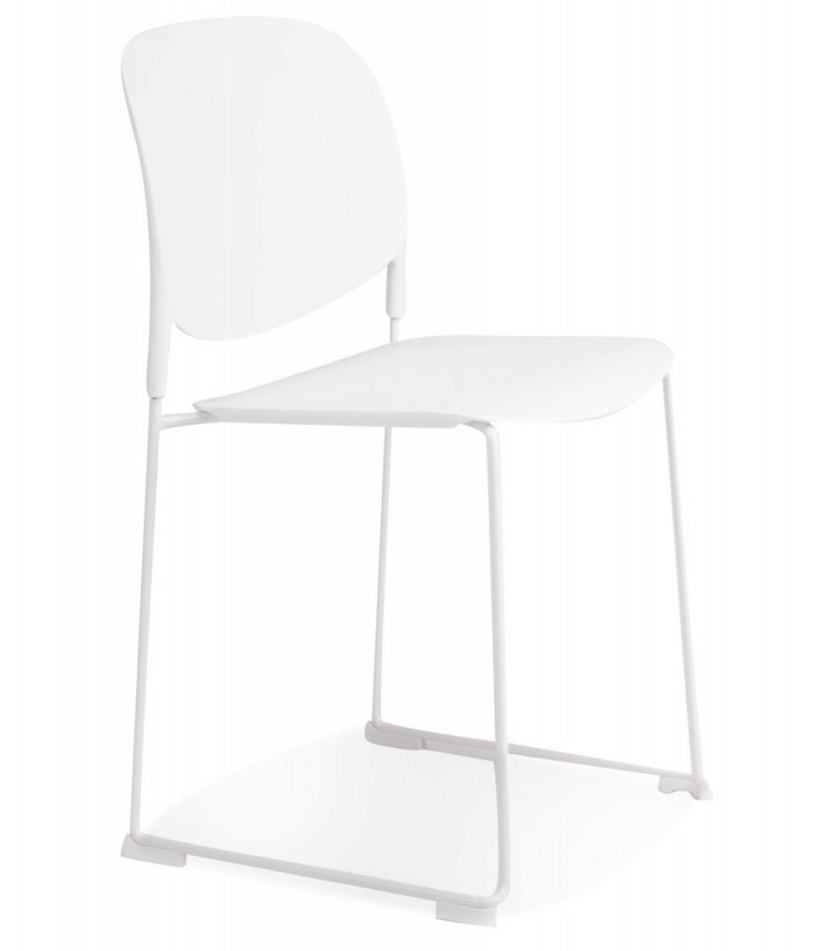 STUHL stapelbar Kunststoffsitz Metallstruktur Schlittengestell, Weiß 52,5x48,5x80 cm - Weiß, Kunststoff/Metall (53/80/49cm) - KADIMA DESIGN