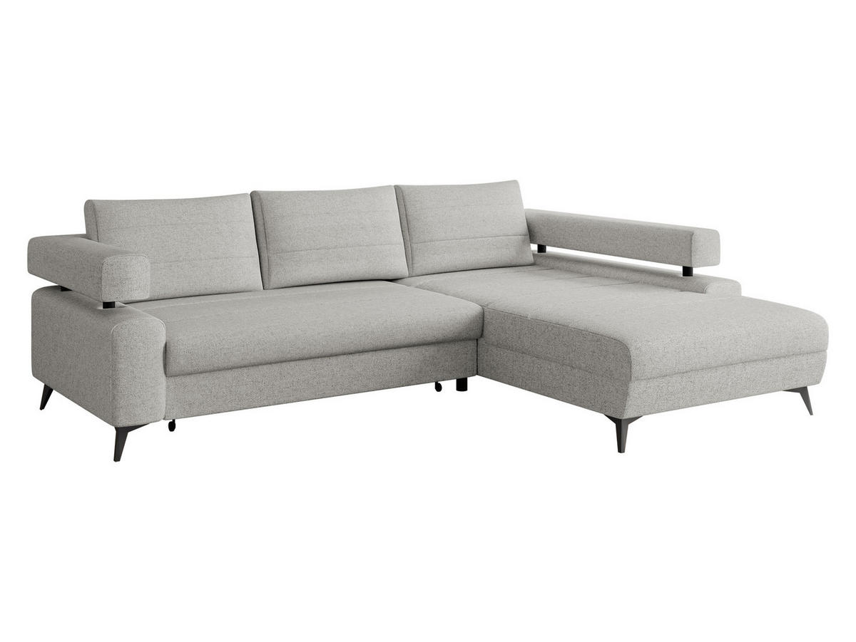ECKSOFA Rosa, Seite: Rechts 2R-OT - Hellgrau/Schwarz, Holz/Textil (265/184cm) - MIRJAN24