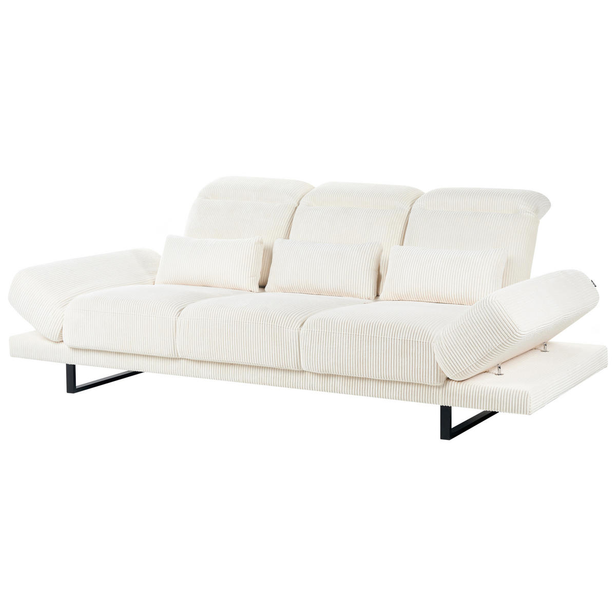 POHOVKA 3-místná Manšestr Světle béžová Ikast - béžová, textil (255/87/105cm) - Beliani