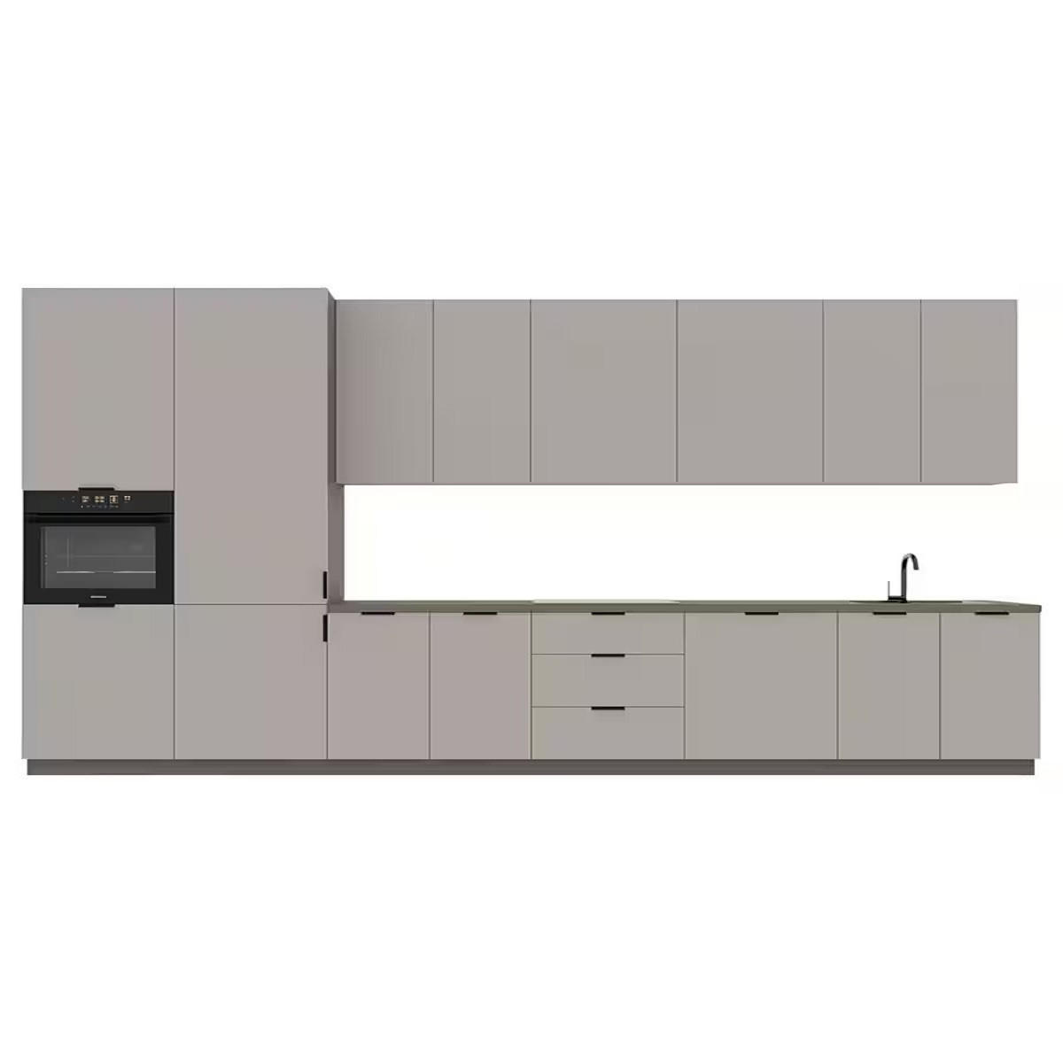 KÜCHENZEILE 400 cm –Sorento K73-M400 - in Beige / Matt - Beige/Schwarz, Holz/Holzwerkstoff (400/247/58cm)