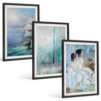 BILDER SET 3er Set - 40x60 cm Schwarzer Rahmen - Abstrakte Tänzerin auf dem Schiffsmeer - Schwarz, Kunststoff (40/60cm) - TULUP