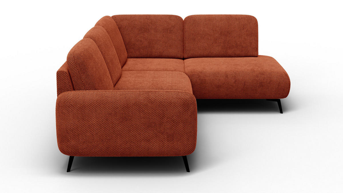 ECKSOFA FEBE 5-Sitzer rechts, dunkelorange - Dunkelorange/Schwarz, Holz/Textil (271/190cm) - Courtois Laville