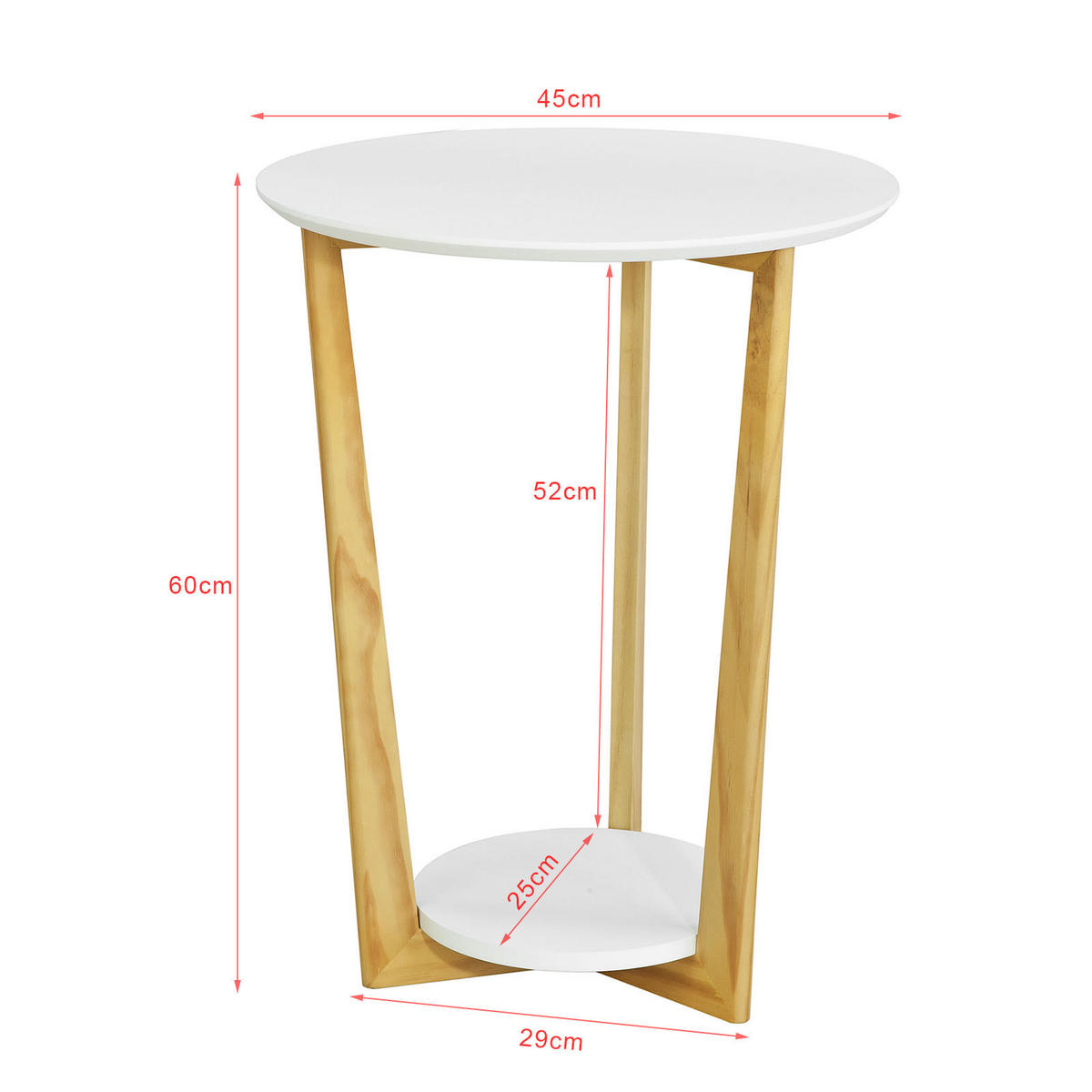 BEISTELLTISCH Weiß - Weiß, Holzwerkstoff (25/45/60cm) - SoBuy