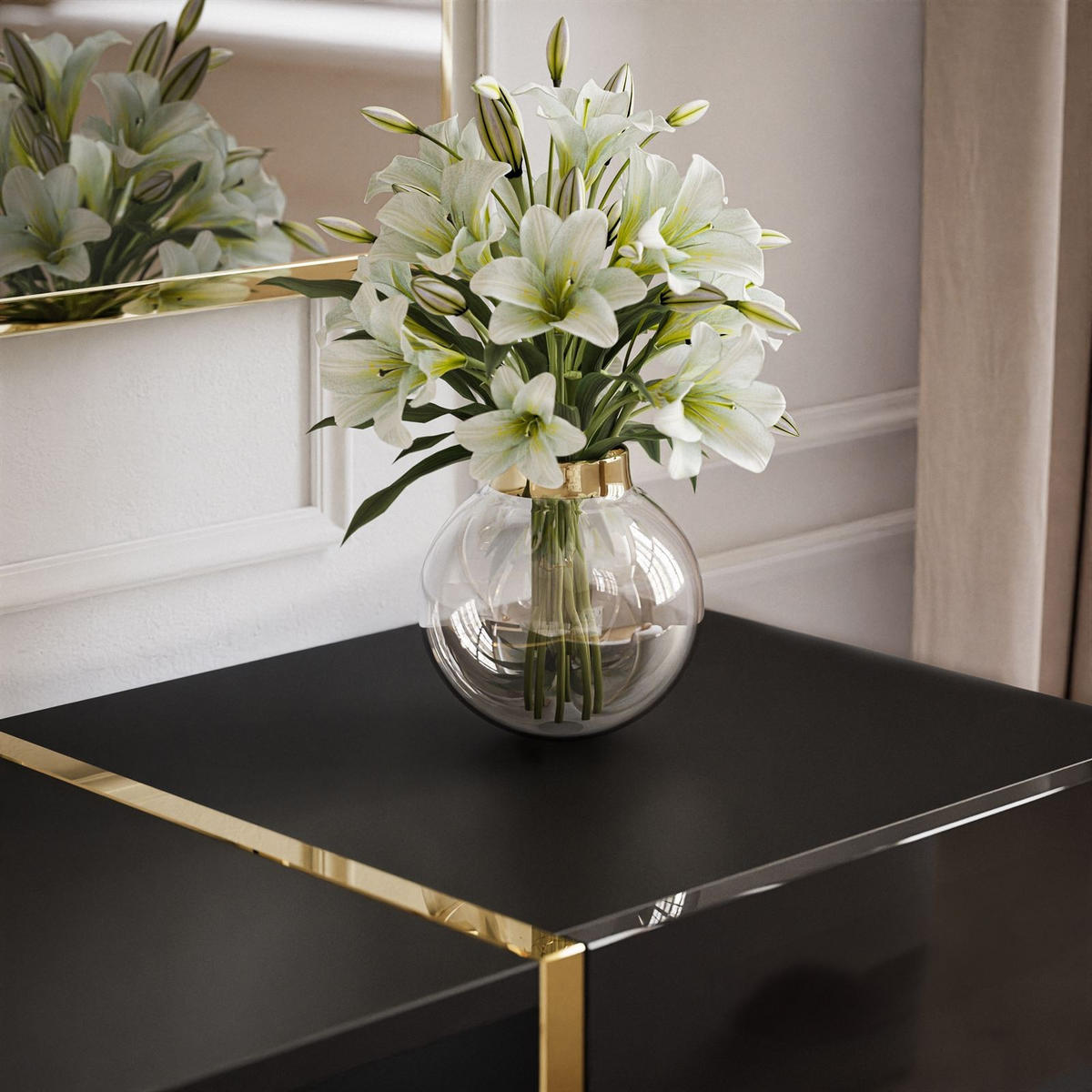 TV-ELEMENT ONYX HOCHGLANZ 158 CM PUSH OPEN - Schwarz, Holzwerkstoff (158/46/41.3cm) - Lookway