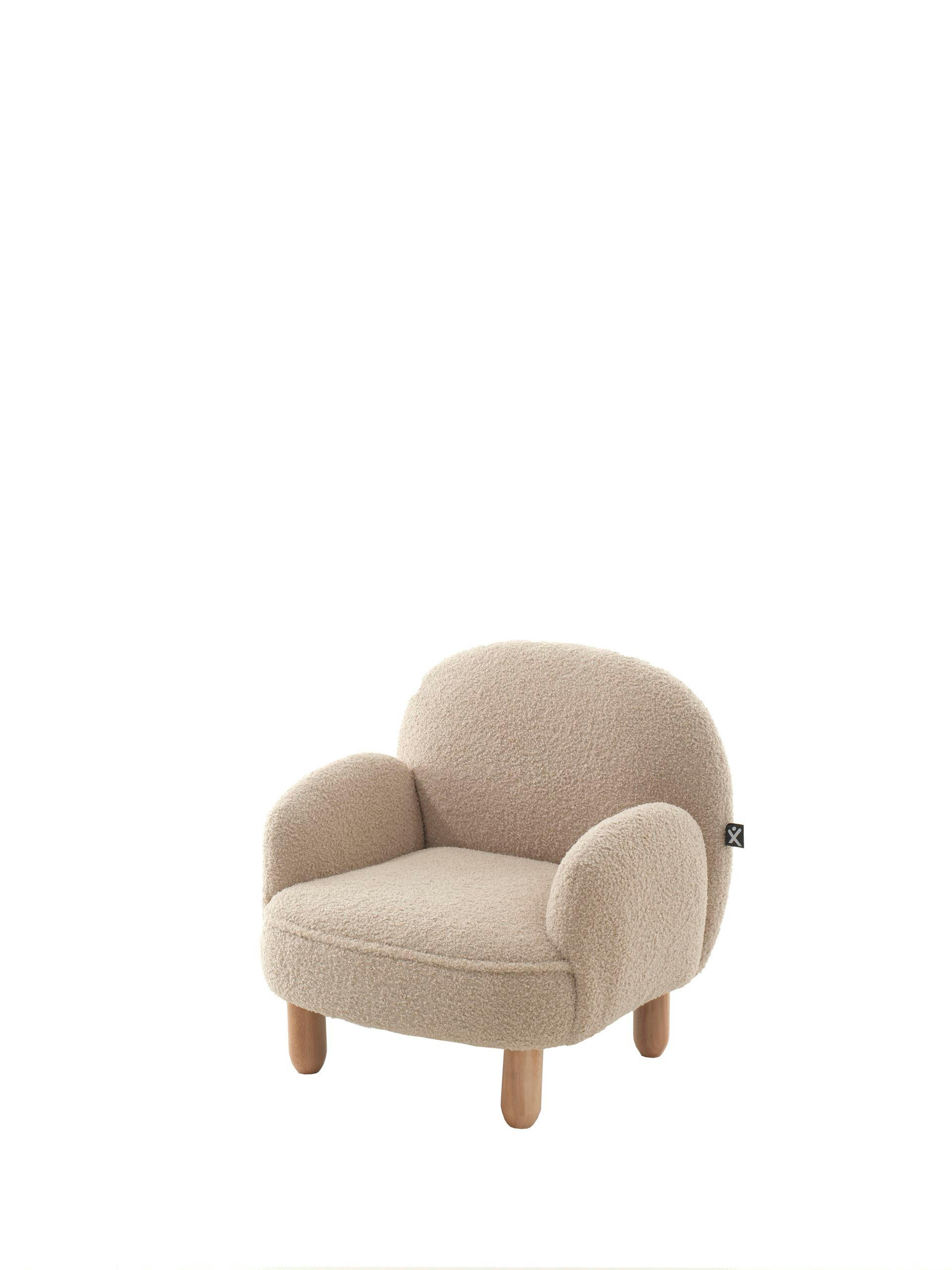 KINDERSESSEL Keila komfortabel und bequem weicher Bouclé Stoff beige - Beige, Kunststoff (53/52/56cm) - 58aufmkessel