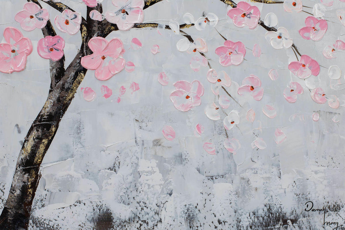 ACRYLBILD HANDGEMALT 120/60 cm - Pink/Grau, Holz/Textil (1.82/60cm) - KUNSTLOFT