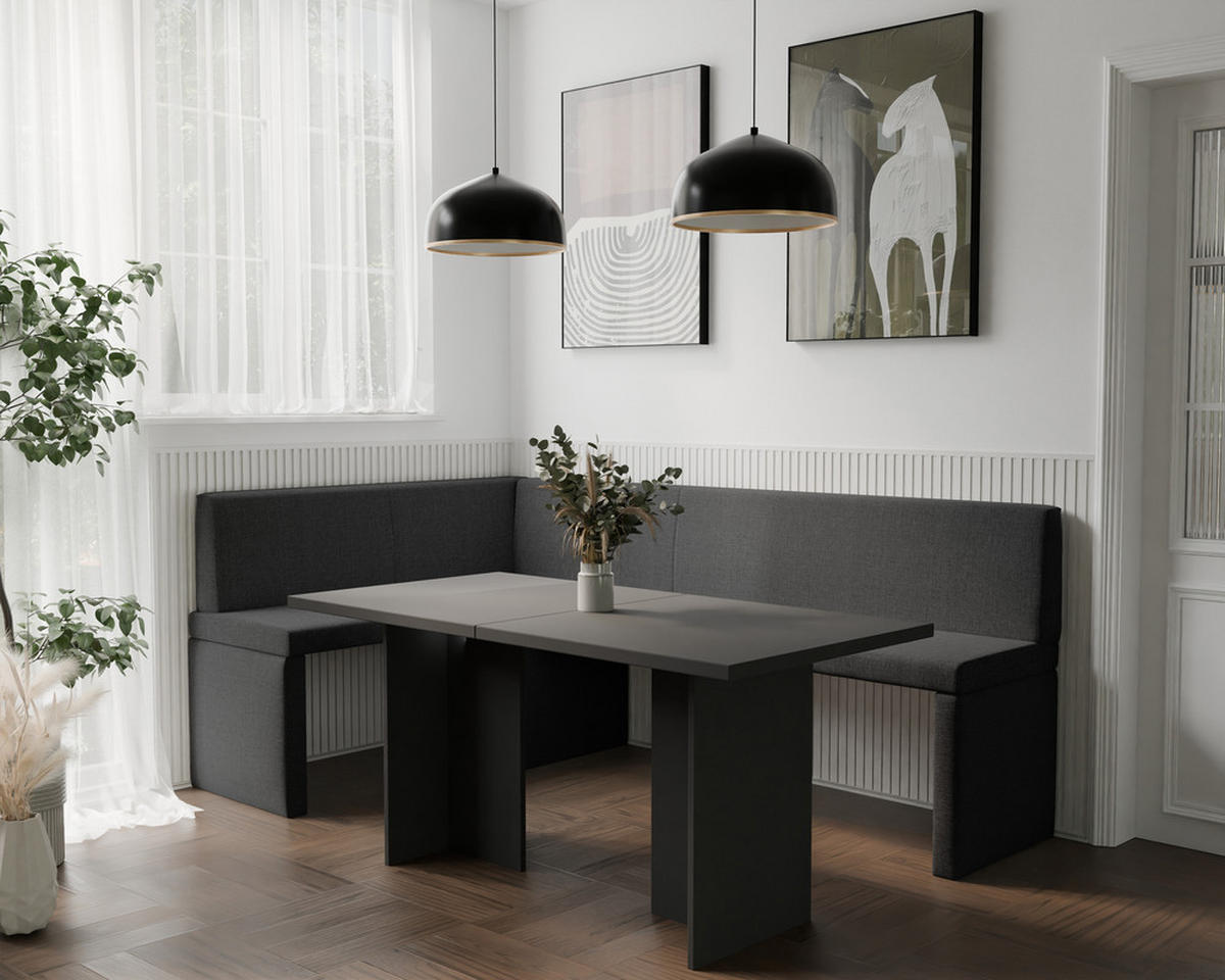 ECKBANK links OWEN Webstoff, 128/168 cm Anthrazit - Anthrazit, Holz/Textil (128/168cm) - Idohome