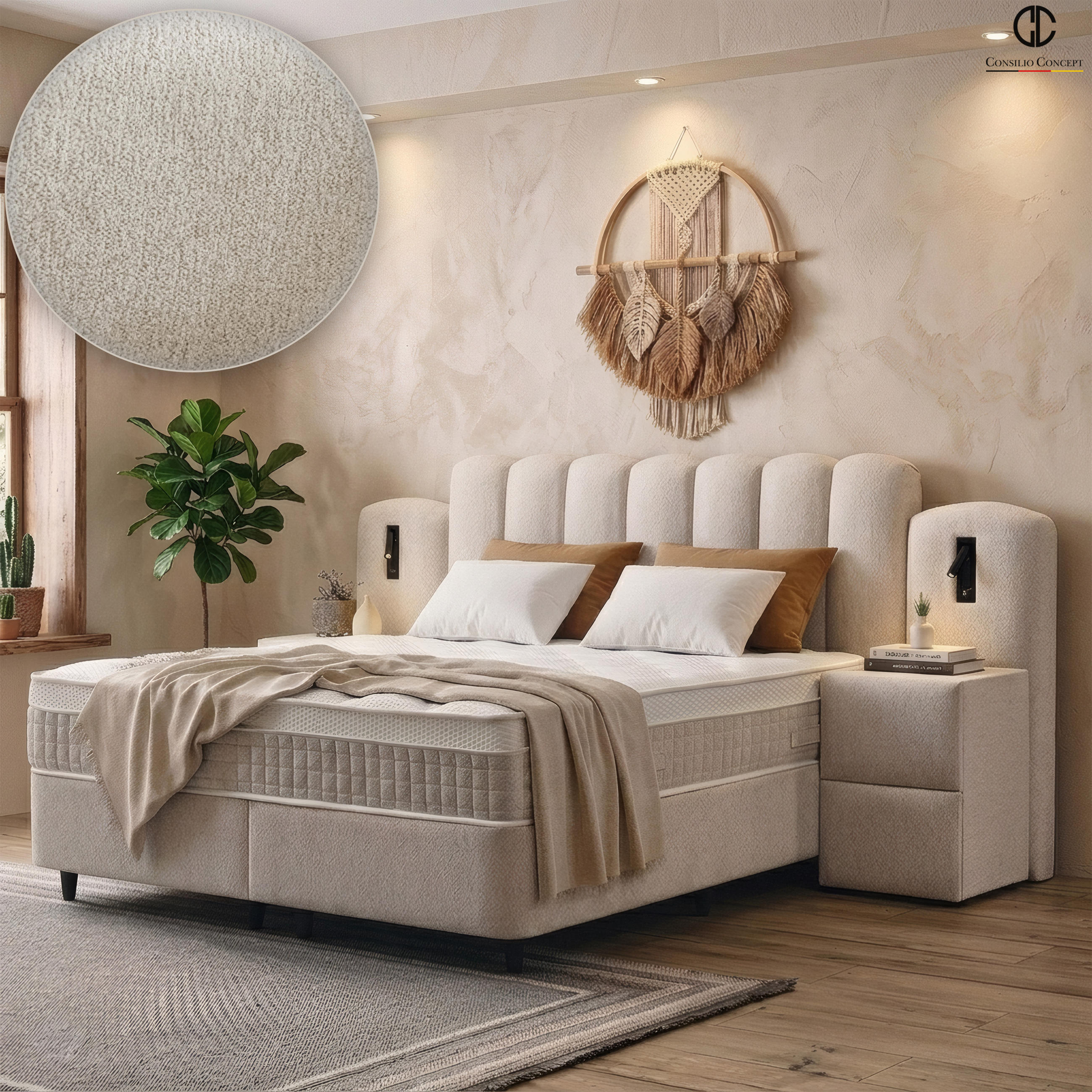 Consilio Concept Boxspringbett Creme 180x200 cm