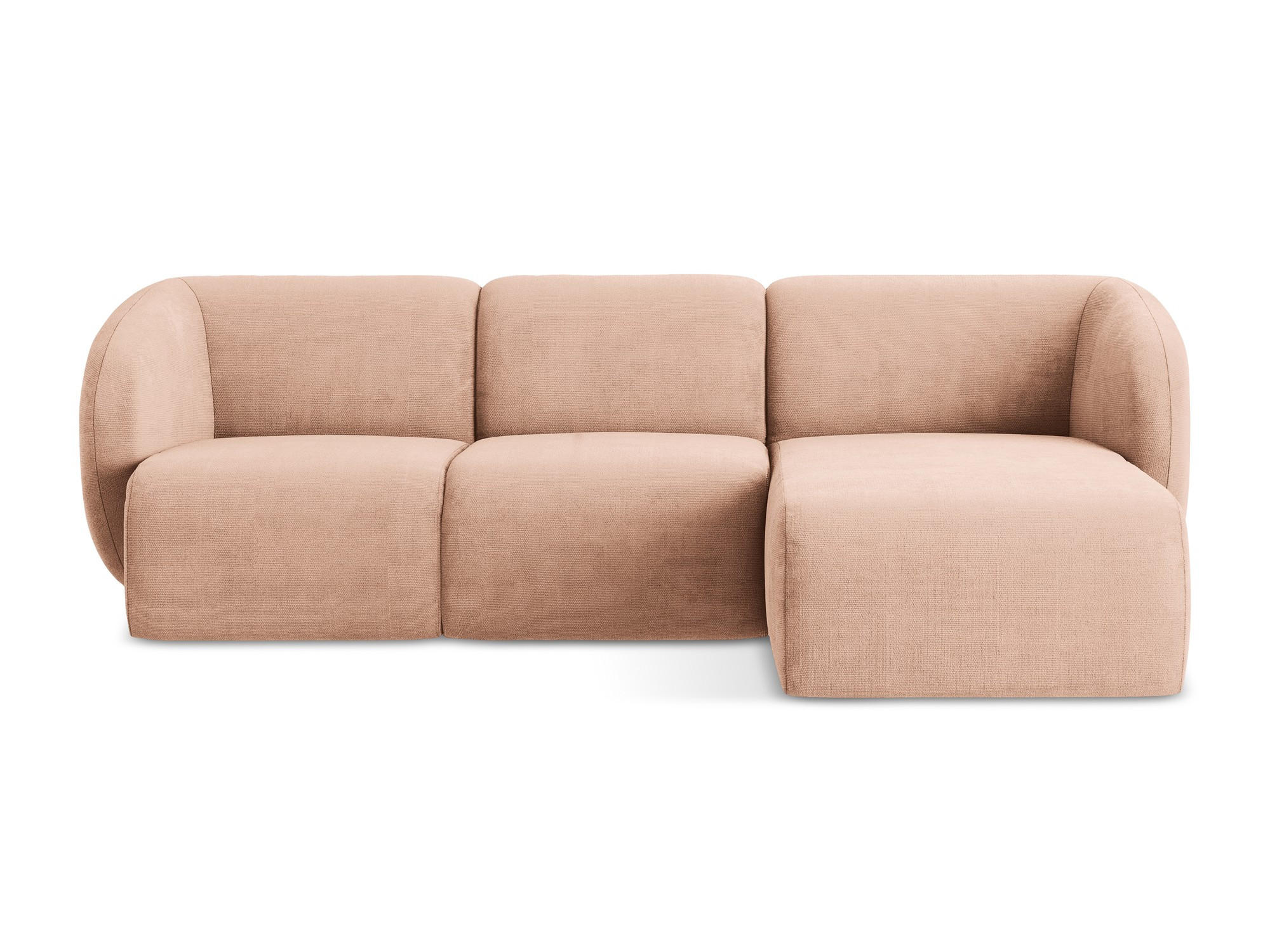 ECKSOFA Rechts Chenille Stoff Pink - Koralle/Schwarz, Holzwerkstoff/Kunststoff (248/166cm) - Makamii