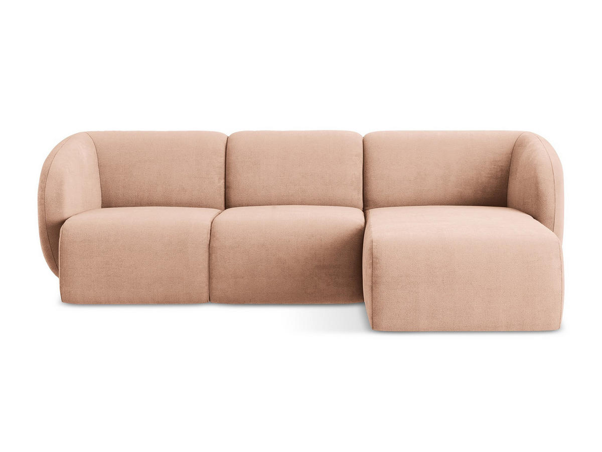 ECKSOFA Rechts Chenille Stoff Pink - Koralle/Schwarz, Holzwerkstoff/Kunststoff (248/166cm) - Makamii