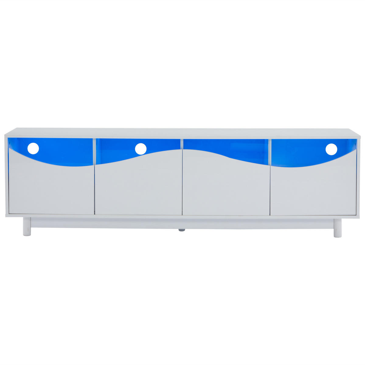 TV-SCHRANK 175/38/51 cm weiß aus MDF mit LED-Beleuchtung - Weiß, Holzwerkstoff (175/51/38cm) - OKWISH
