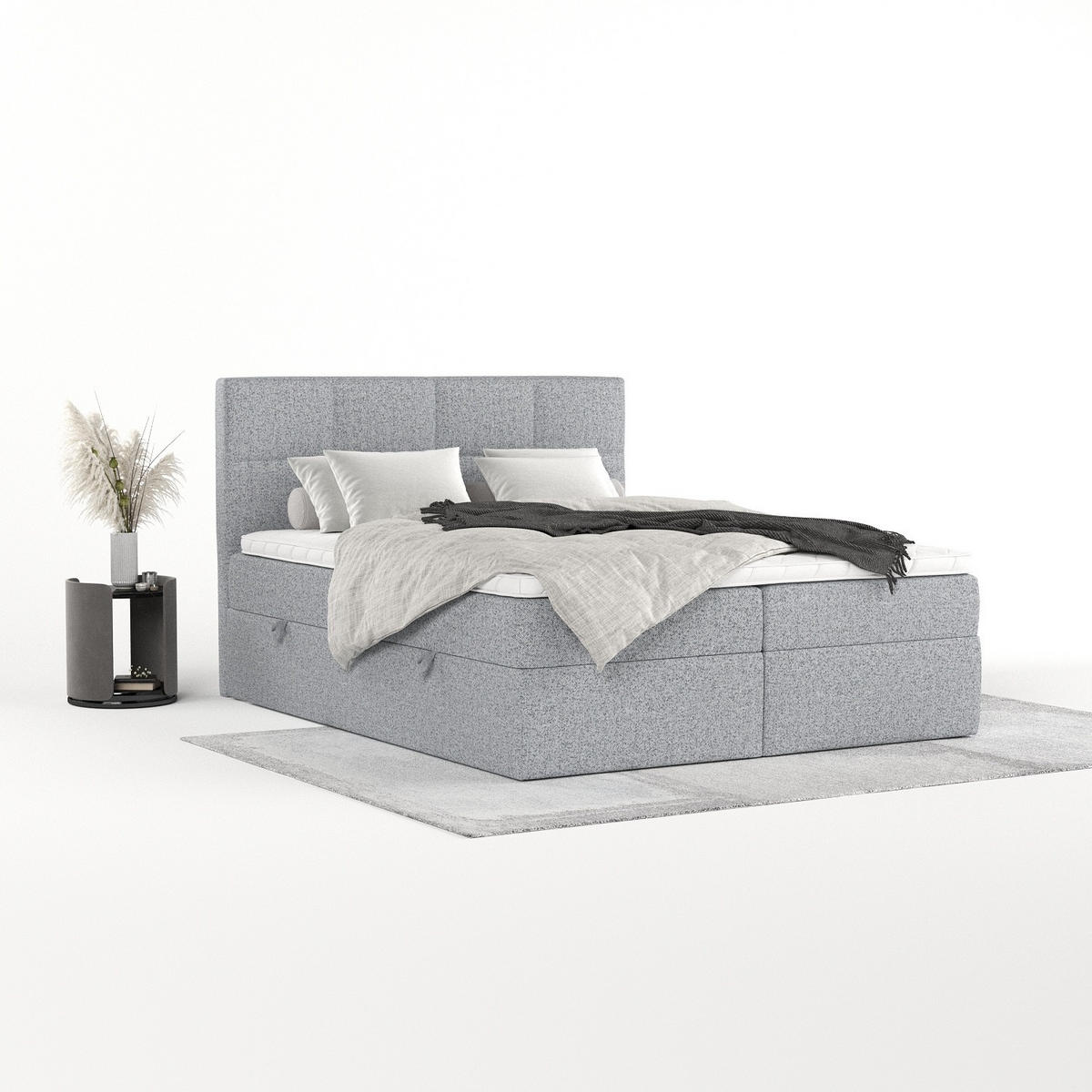 BOXBETT Oris 140/200 cm Grau im Riva Stoff - Schwarz/Grau, Holz/Holzwerkstoff (140/200cm) - AltaBeds