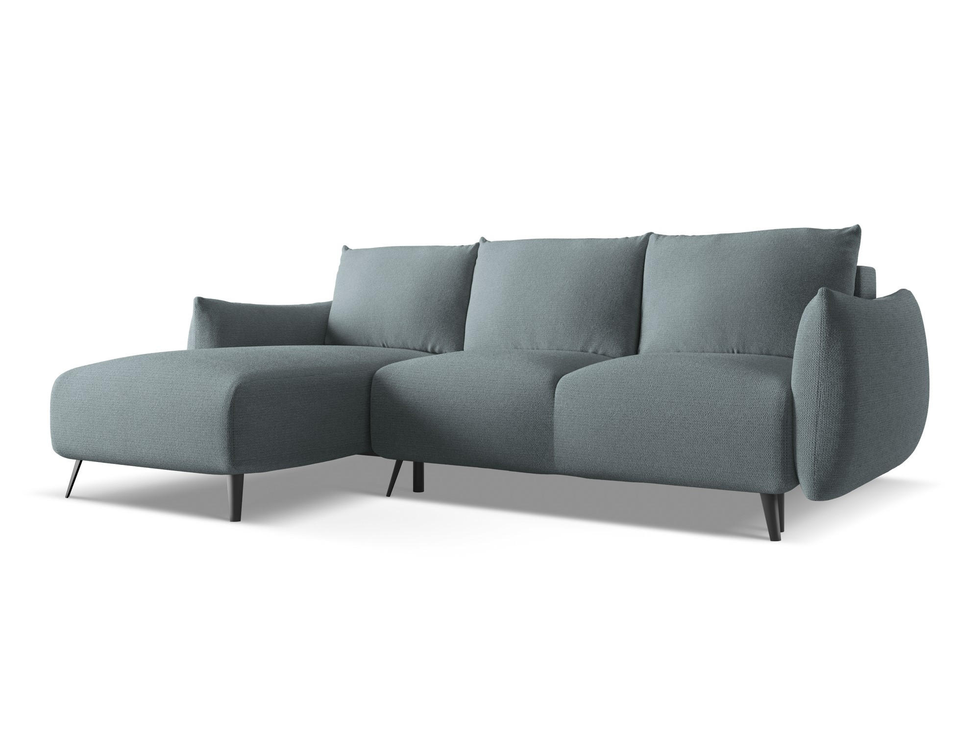 ECKSOFA mit Schlaffunktion Chenille Stoff Blau - Blau/Blaugrau, Textil/Metall (162/242cm) - Makamii