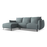 ECKSOFA mit Schlaffunktion Chenille Stoff Blau - Blau/Blaugrau, Textil/Metall (162/242cm) - Makamii