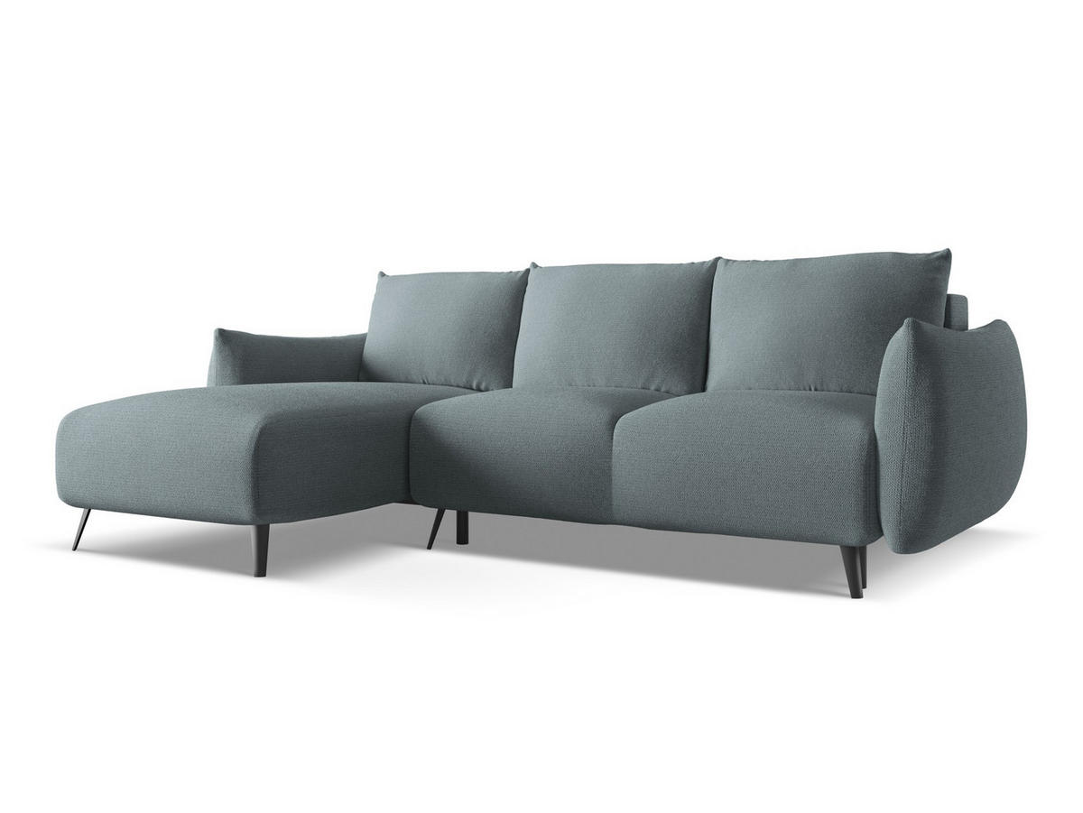 ECKSOFA mit Schlaffunktion Chenille Stoff Blau - Blau/Blaugrau, Textil/Metall (162/242cm) - Makamii