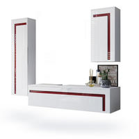 BADMÖBELSET Aloha Absetzungen in Bordeaux Hochglanz - Bordeaux, Holzwerkstoff (210/185/51cm) - Vladon