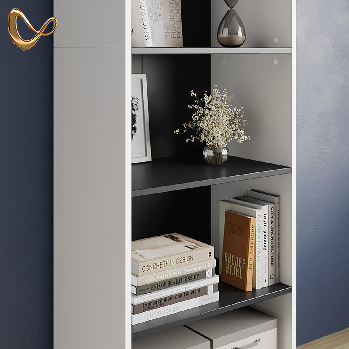 BÜCHERREGAL Aterno Weiß mit 5 Fächern - Weiß, Holzwerkstoff (60/180/40cm) - Livinity®