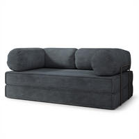 POHOVKA z pěny ALVIO s kovovým rámem Manšestrová látka Grafitová - tmavě šedá/antracitová, textil (170/68/80cm) - MASSENO