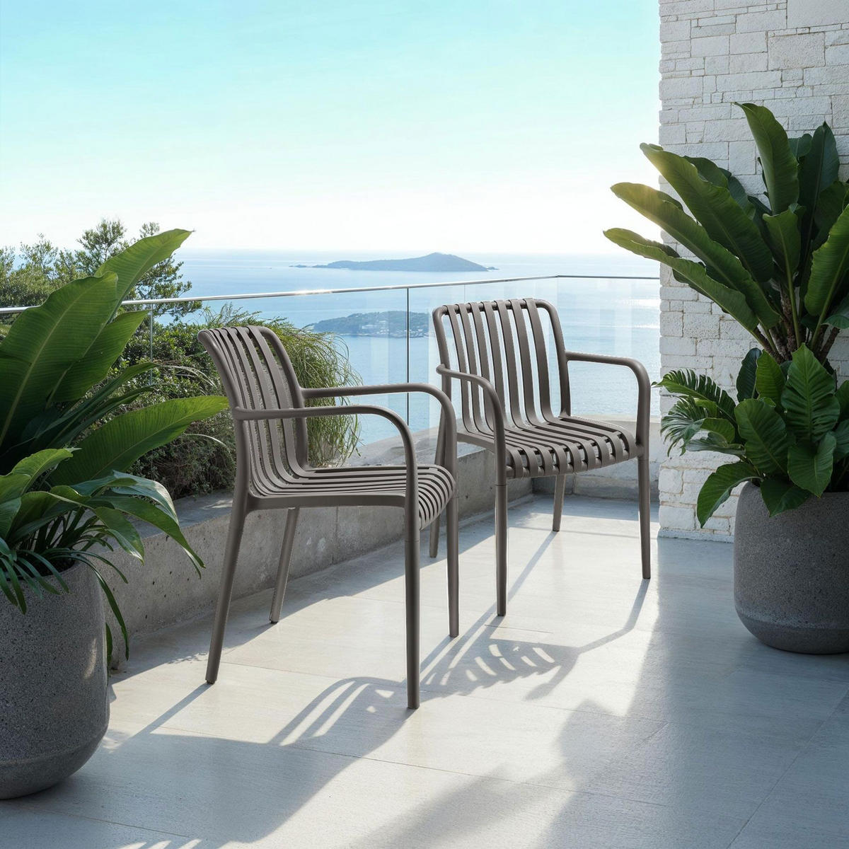 GARTENSTÜHLE Alcudia,54,5 x 58 x 80,5 cm, Belastbarkeit 120 kg,anthrazit - Anthrazit, Textil (54.5/80.5/58cm) - tectake