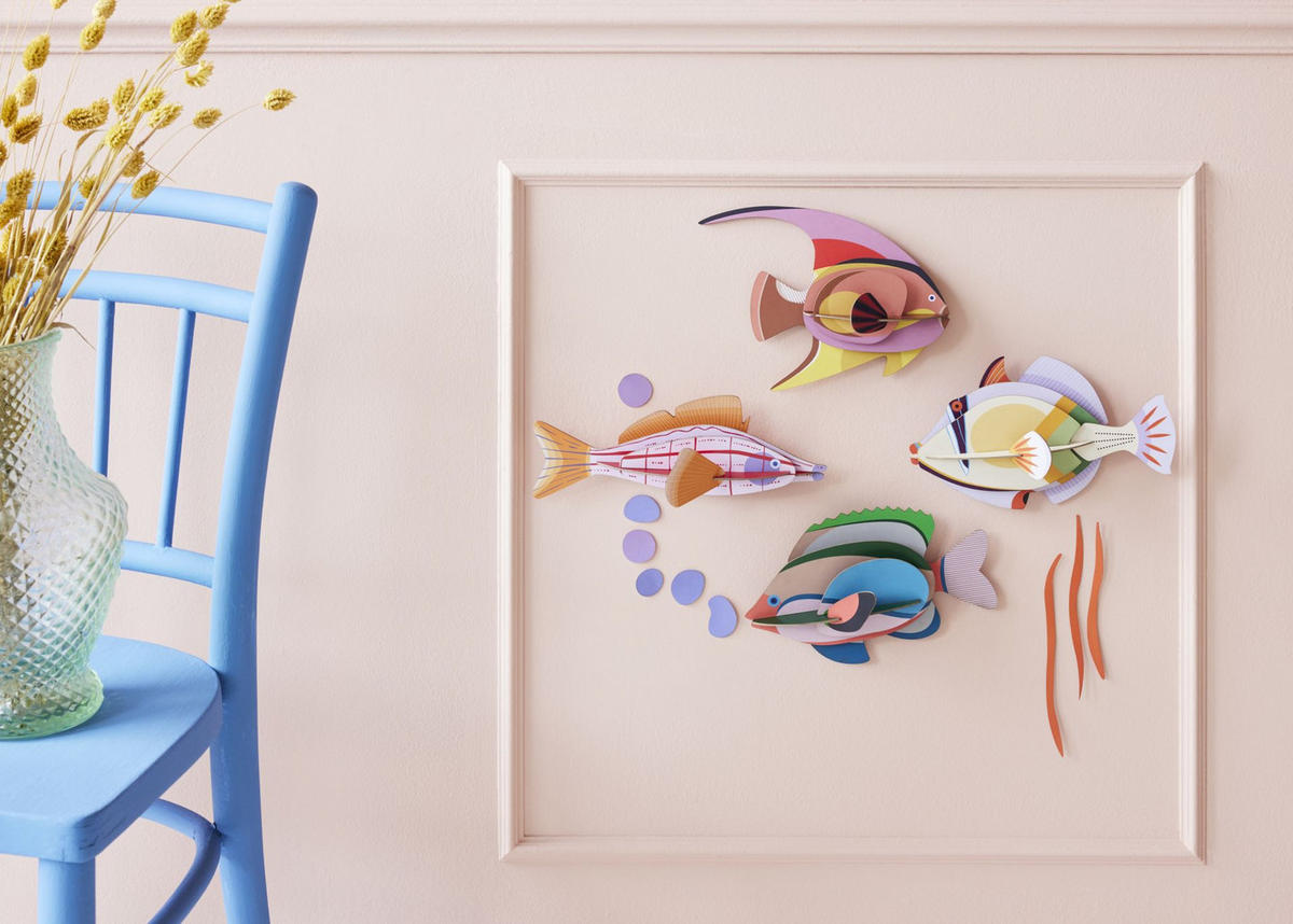 WANDDEKO Kreativer Fisch 8/8.5 cm - Multicolor, Wellpappe (8/8.5/26cm) - KUNSTLOFT