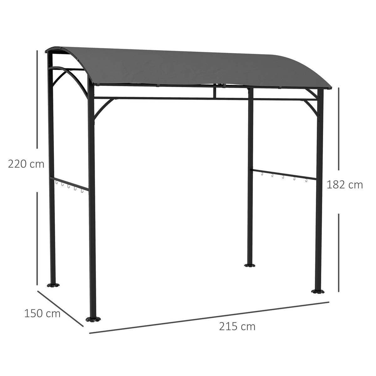 GRILLPAVILLON 215 x 150 x 220 cm - Dunkelgrau, Metall (150/220/215cm) - Outsunny