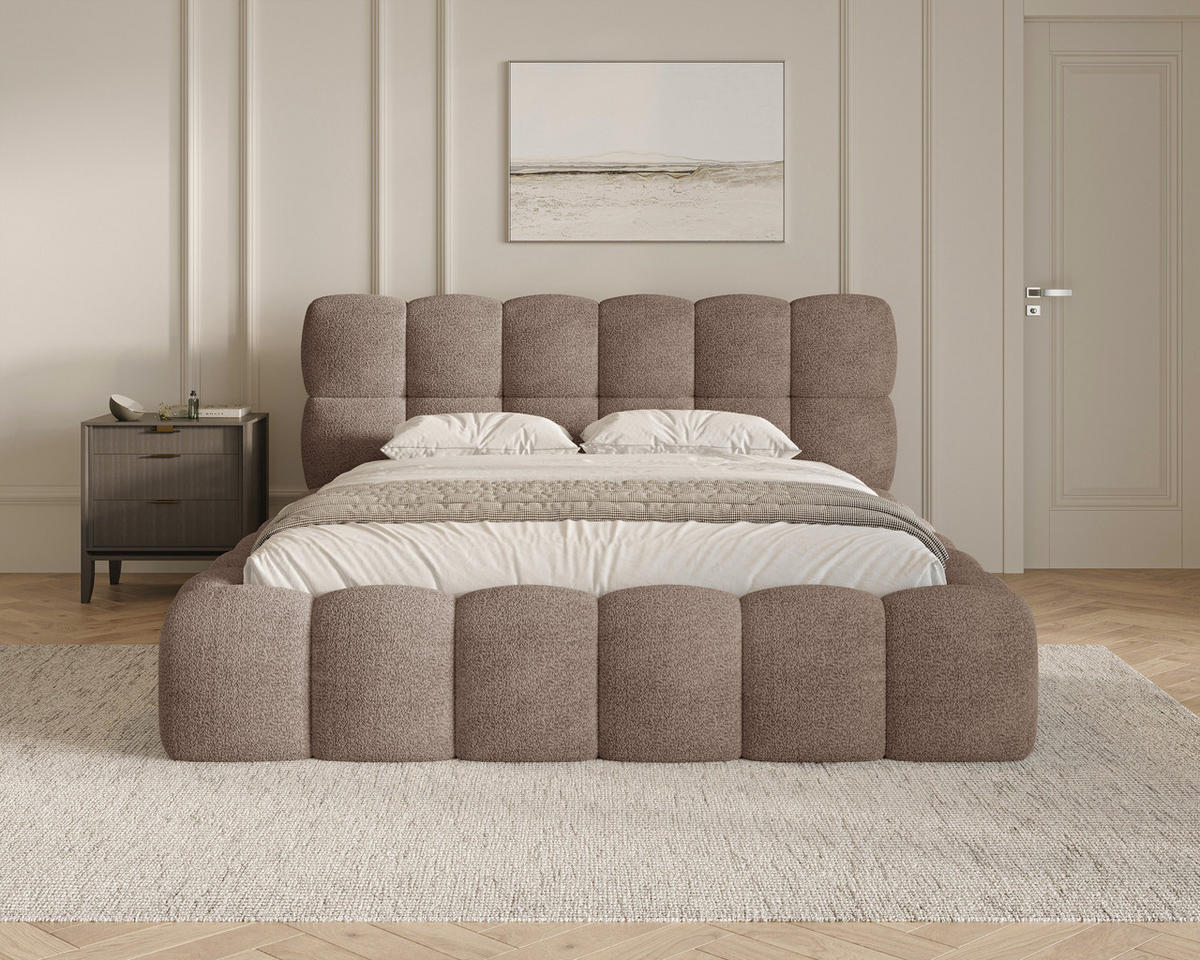POLSTERBETT 19 - 140x200 cm – Arena – Bett mit Federmechanismus und Stauraum - Taupe, Holz (140/200cm) - ROYAL24_MARKT