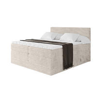 BOXSPRINGBETT mit Matratze H3|H4 und Lattenrost - TOLO KING-v1 180x200 Cord - Creme - Creme, Holzwerkstoff (180/200cm)