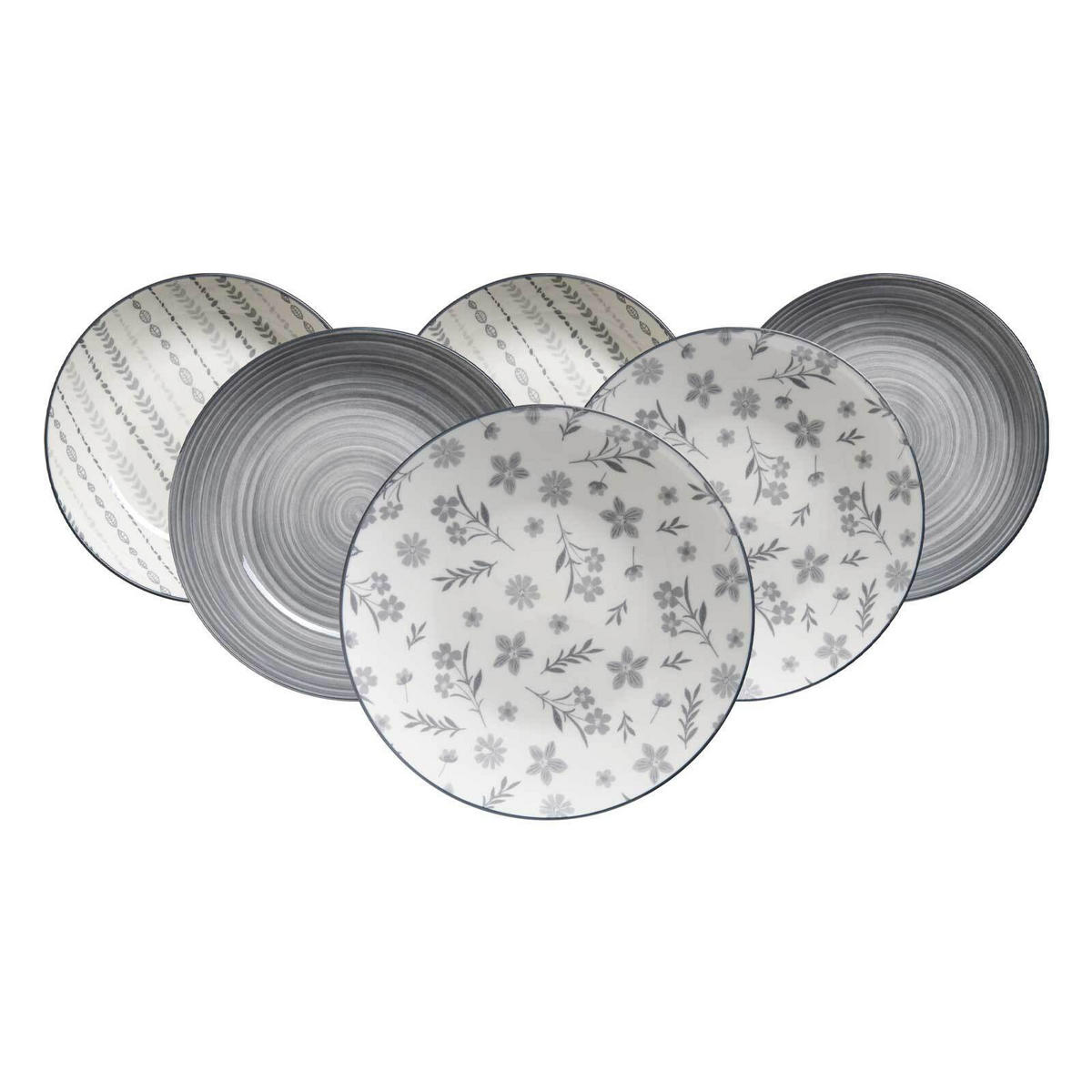 SUPPENTELLER Sendai Mix grau ø 20 cm 6er Set - Grau, Keramik (20cm) - Ritzenhoff Breker