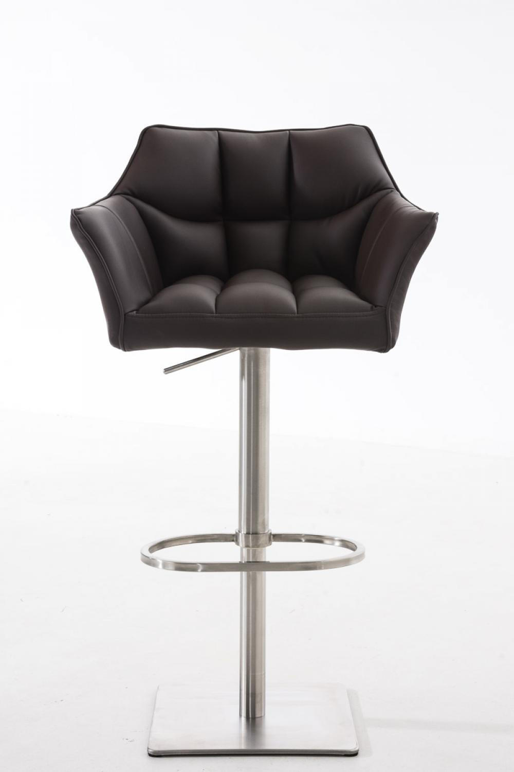 BARHOCKER 2er Set Lederlook Braun - Edelstahlfarben/Braun, Textil/Metall (64/88/45cm) - CLP