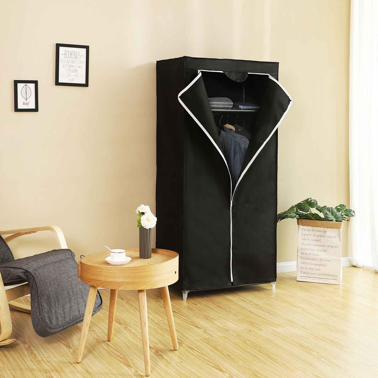STOFFSCHRANK KLEIDERSCHRANK - Schwarz, Textil (45/75cm) - Hansiro