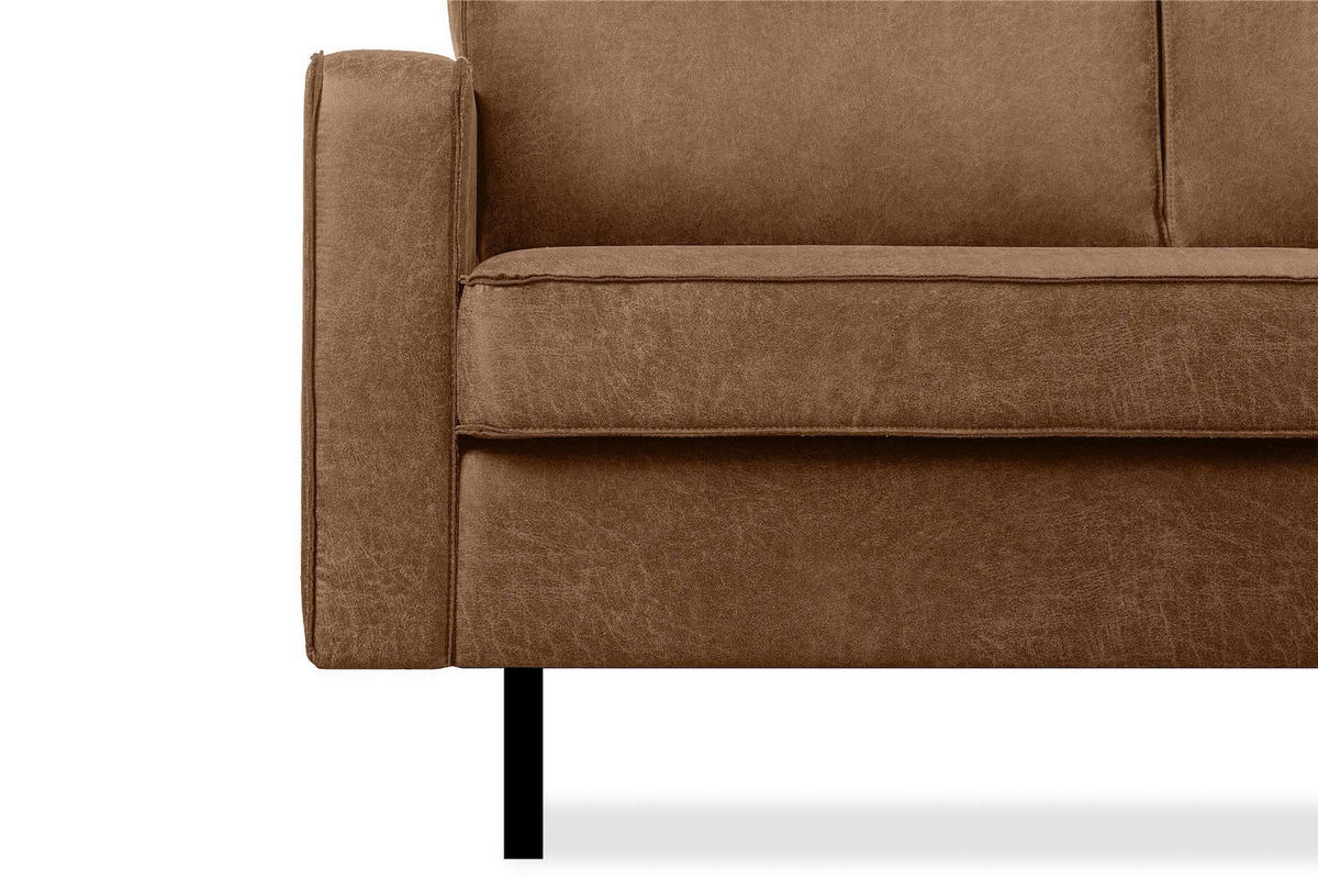 ECKSOFA-RECHTS INVIA mit Armlehnen vintage, Lederoptik-Stoff, braun - Schwarz/Braun, Textil (234/160cm) - KONSIMO®
