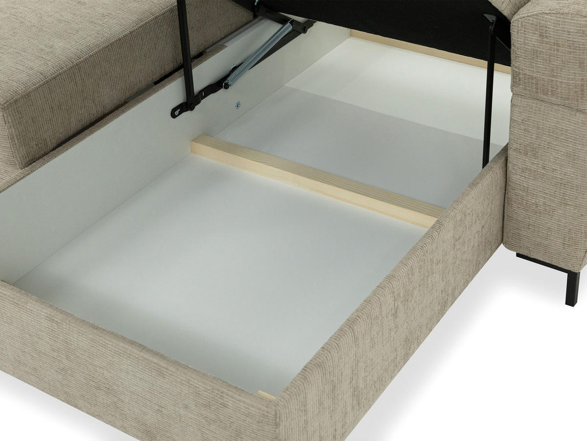 ECKSOFA Berne - Creme/Schwarz, Holz/Kunststoff (258/170cm) - MIRJAN24