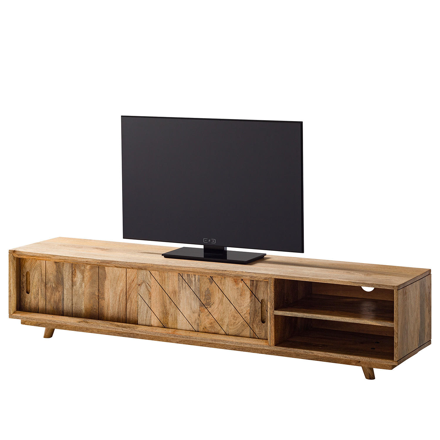 TV-LOWBOARD - Mango massiv / Wiener Geflecht - Naturfarben, Holz (180/41/40cm) - home24