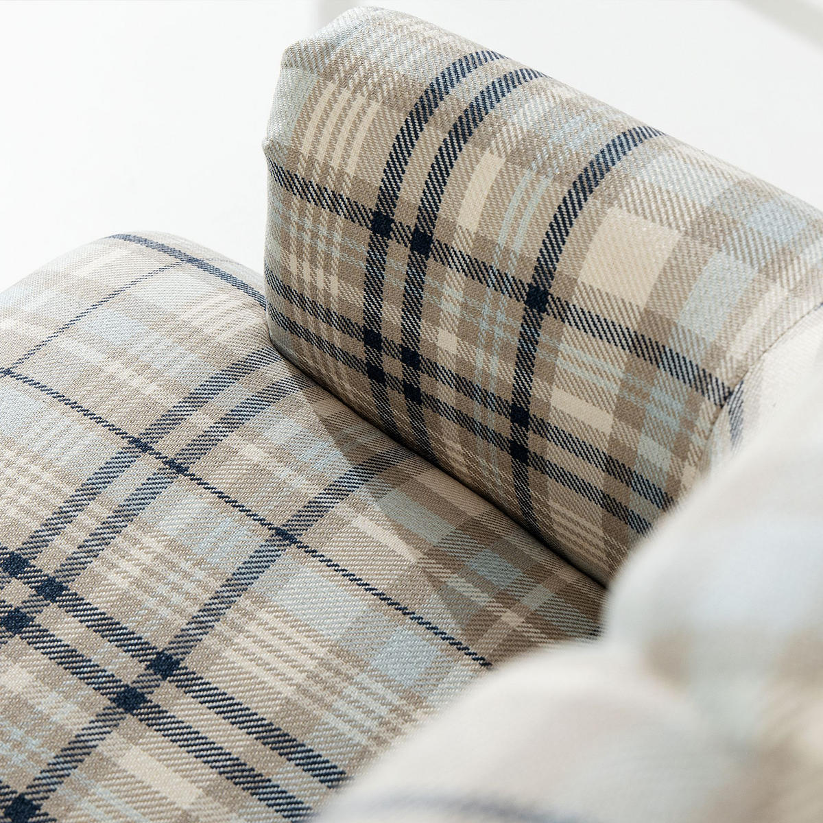 SESSEL MIT FUẞSTÜTZE TOMIS, Beige/Blau - Blau/Beige, Eichenholz/Holz (76/101/83cm) - KONSIMO®