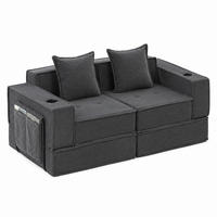 SOFA modular 162 x 78 x 66 cm Corduroy Dark Gray - Dunkelgrau, Kunststoff (78/66/162cm) - Meubliv
