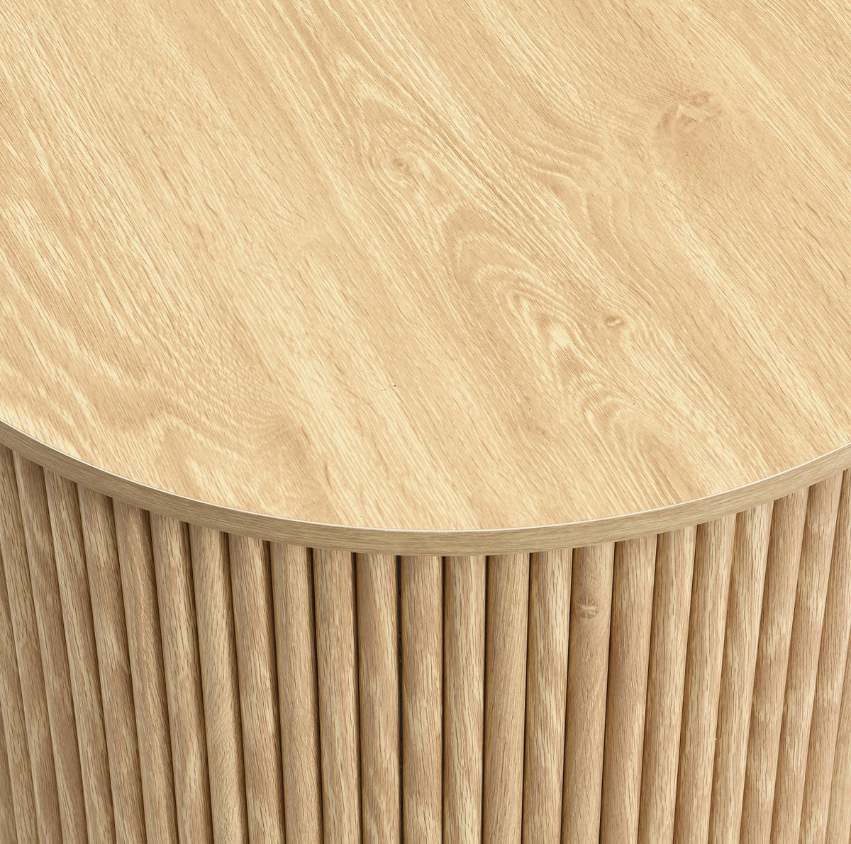 COUCHTISCH 2er-Set rund MDF in Natur mit Streifenoptik - Braun, Holz (60/60/38.5cm) - Meubliv
