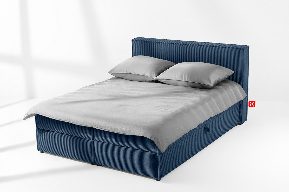 BOXSPRINGBETT ROTI mit Stauraum, marineblau - Schwarz/Dunkelblau, Holz/Holzwerkstoff (140/200cm) - KONSIMO®