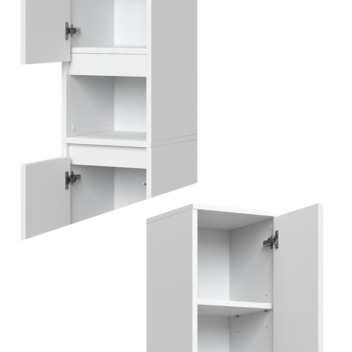 BADSCHRANK Majest Weiß 30.2 x 191.5 cm mit Türen und offenem Fach - Weiß, Holzwerkstoff (30.2/191.5/30cm) - Vicco