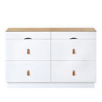 SIDEBOARD weiß mit glasplatte 120 cm, 6 schubladen & schmuckfach - Weiß, Holzwerkstoff (120/78/40cm) - Urban Meuble