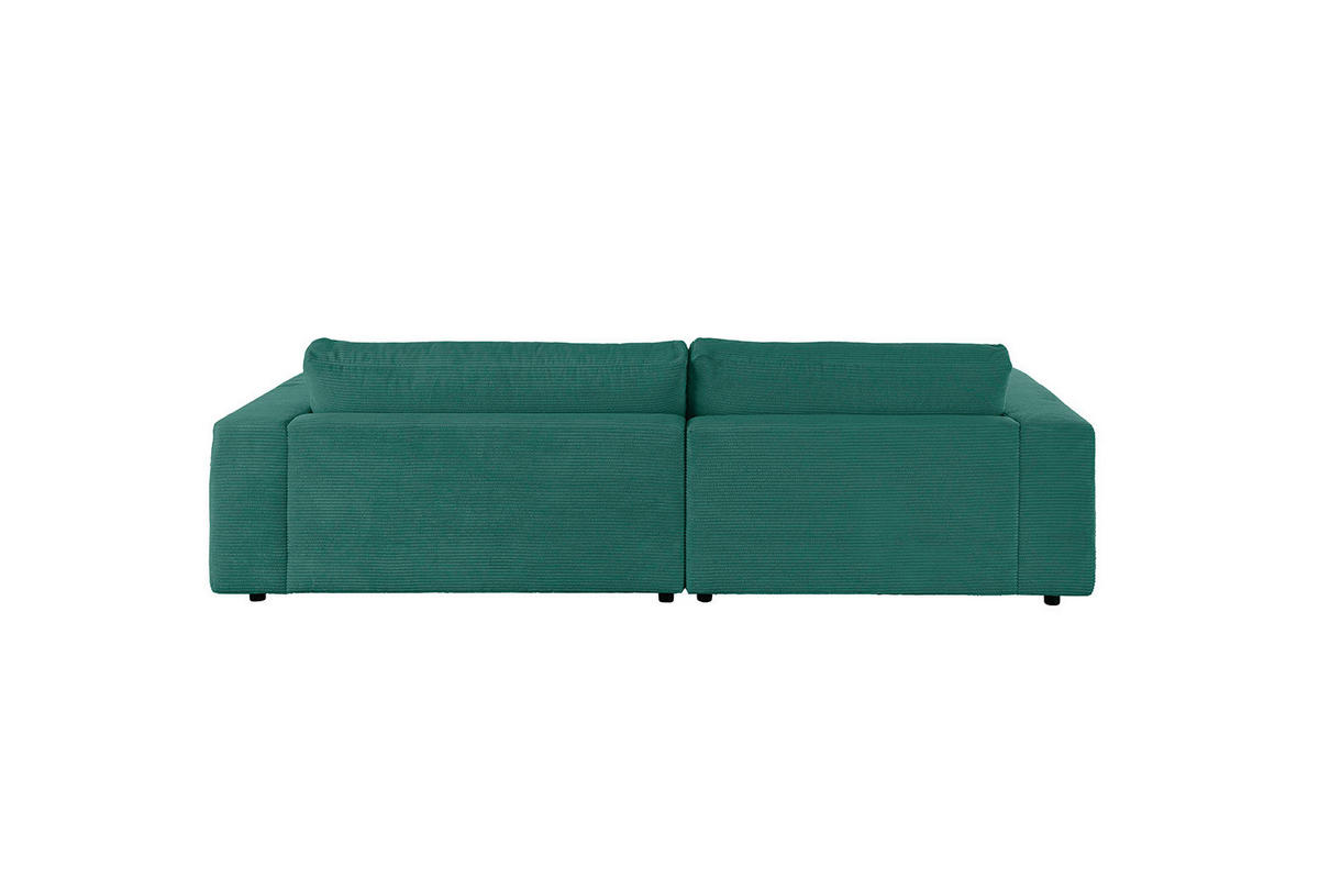 ECKSOFA MADELINE Smaragdgrün Cord - Smaragdgrün/Schwarz, Kunststoff/Textil (270/190cm) - KAWOLA