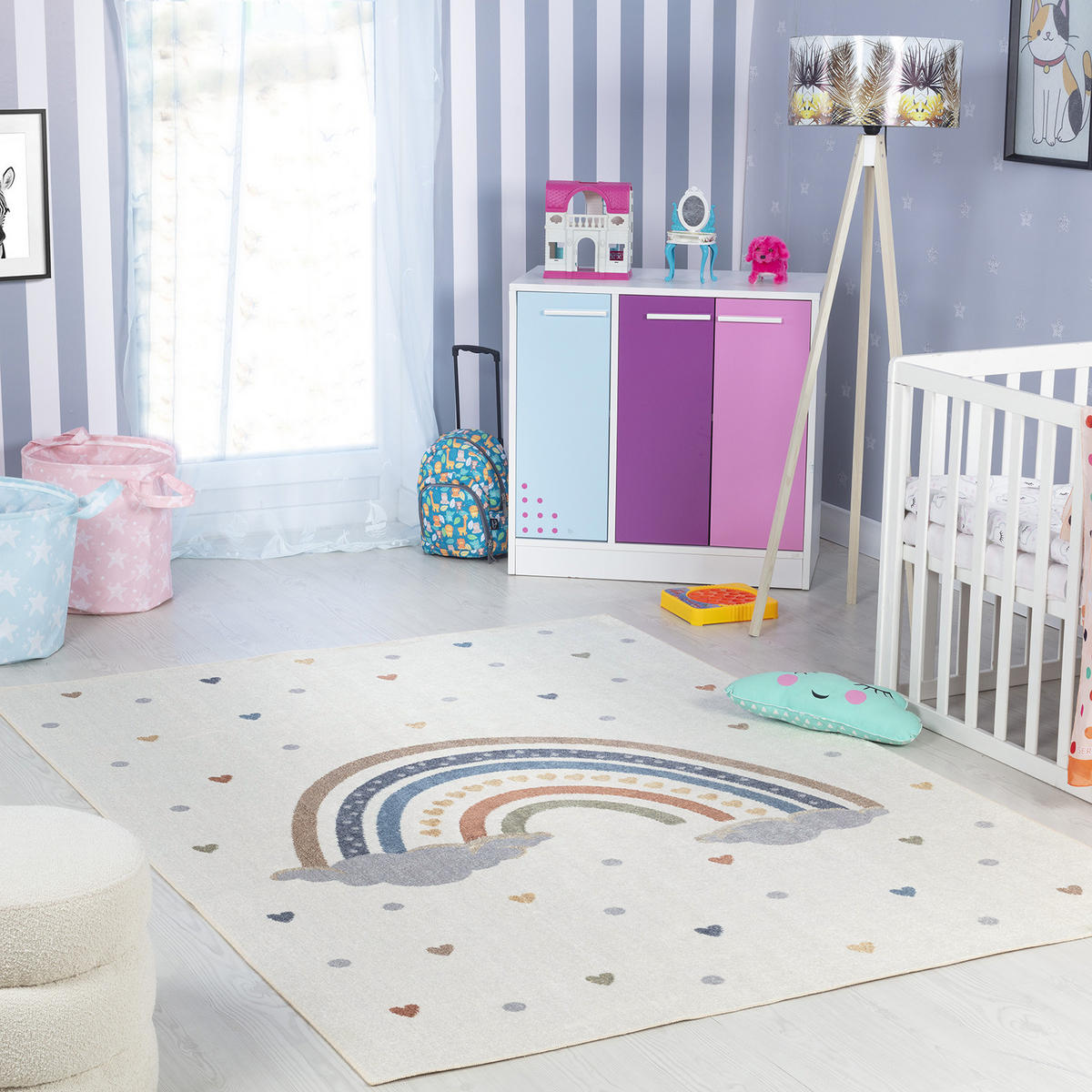 KINDERTEPPICH Maschinenwaschbar 160/213 cm Mehrfarbig - Multicolor, Naturmaterialien/Textil (160/213cm) - LIVABLISS